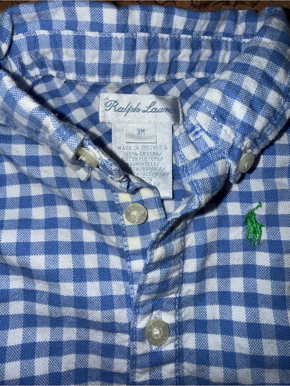 Ralph Lauren Baby Boys Blue & Lime Polo Romper Set size 3 months